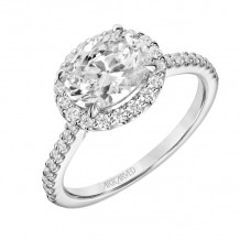 Artcarved Bridal Mounted with CZ Center Classic Halo Engagement Ring Paige 18K White Gold - 31-V848GVW-E.02