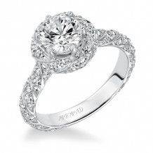 Artcarved Bridal Mounted with CZ Center Contemporary Twist Halo Engagement Ring Bailey 14K White Gold - 31-V605ERW-E.00