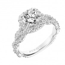Artcarved Bridal Semi-Mounted with Side Stones Contemporary Twist Halo Engagement Ring Everly 14K White Gold - 31-V768ERW-E.01
