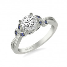 Artcarved Bridal Mounted with CZ Center Contemporary Engagement Ring 14K White Gold & Blue Sapphire - 31-V317SERW-E.00