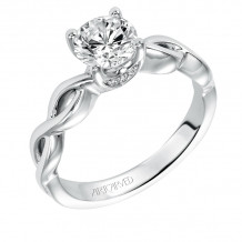 Artcarved Bridal Semi-Mounted with Side Stones Contemporary Twist Solitaire Engagement Ring Alicia 14K White Gold - 31-V571ERW-E.01