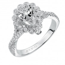 Artcarved Bridal Mounted with CZ Center Contemporary Bezel Halo Engagement Ring Genevieve 14K White Gold - 31-V562EPW-E.00