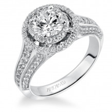 Artcarved Bridal Semi-Mounted with Side Stones Contemporary Halo Engagement Ring Sharon 14K White Gold - 31-V360ERW-E.01