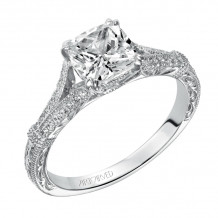 Artcarved Bridal Semi-Mounted with Side Stones Vintage Engraved Diamond Engagement Ring Angelina 14K White Gold - 31-V494GUW-E.01