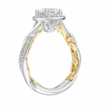 Artcarved Bridal Mounted with CZ Center Contemporary Lyric Halo Engagement Ring Ainsley 18K White Gold Primary & 18K Yellow Gold - 31-V933ERWY-E.02