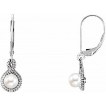 14K White Freshwater Cultured Pearl Beaded Earrings - 86565600P