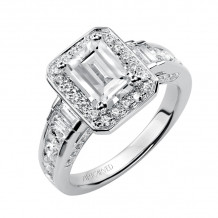 Artcarved Bridal Semi-Mounted with Side Stones Contemporary Halo Engagement Ring Simone 14K White Gold - 31-V361GEW-E.01