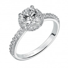 Artcarved Bridal Mounted with CZ Center Contemporary Halo Engagement Ring Ellen 14K White Gold - 31-V390ERW-E.00