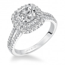 Artcarved Bridal Semi-Mounted with Side Stones Classic Halo Engagement Ring Dorothy 14K White Gold - 31-V610FUW-E.01