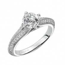 Artcarved Bridal Semi-Mounted with Side Stones Vintage Engagement Ring Jeanette 14K White Gold - 31-V434ERW-E.01