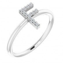 14K White .06 CTW Diamond Initial F Ring - 1238346025P