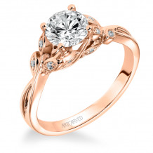 Artcarved Bridal Semi-Mounted with Side Stones Contemporary Floral Diamond Engagement Ring Corinne 14K Rose Gold - 31-V317ERR-E.00