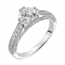 Artcarved Bridal Mounted with CZ Center Vintage Engagement Ring Misha 14K White Gold - 31-V398ERW-E.00
