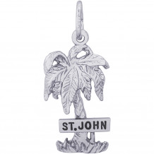 Sterling Silver St. John Palm W/Sign Charm