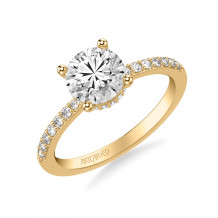 Artcarved Bridal Semi-Mounted with Side Stones Classic Engagement Ring 18K Yellow Gold - 31-V1032GRY-E.03