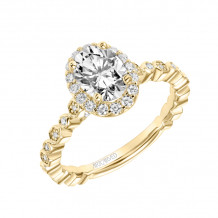 Artcarved Bridal Semi-Mounted with Side Stones Contemporary Halo Engagement Ring Paley 14K Yellow Gold - 31-V895EVY-E.01