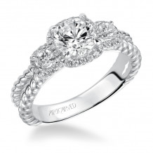 Artcarved Bridal Semi-Mounted with Side Stones Contemporary Twist 3-Stone Engagement Ring Mandy 14K White Gold - 31-V548ERW-E.01