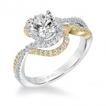 Artcarved Bridal Semi-Mounted with Side Stones Contemporary Halo Engagement Ring Adeena 14K White Gold Primary & 14K Yellow Gold - 31-V598FRA-E.01