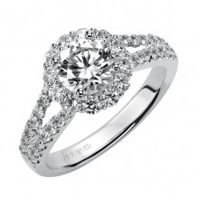 Artcarved Bridal Mounted with CZ Center Classic Halo Engagement Ring Megan 14K White Gold - 31-V331GRW-E.00
