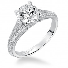 Artcarved Bridal Semi-Mounted with Side Stones Vintage Milgrain Diamond Engagement Ring Analisa 14K White Gold - 31-V535GRW-E.01