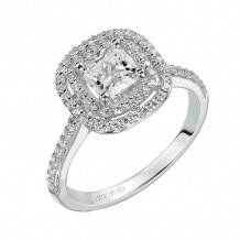 Artcarved Bridal Semi-Mounted with Side Stones Classic Halo Engagement Ring Tara 14K White Gold - 31-V429EUW-E.01