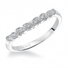 Artcarved Bridal Mounted with Side Stones Contemporary Floral Diamond Wedding Band Adeline 14K White Gold - 31-V309W-L.00