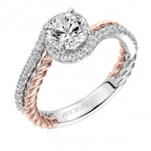 Artcarved Bridal Mounted with CZ Center Contemporary Engagement Ring Nina 14K White Gold Primary & 14K Rose Gold - 31-V573ERR-E.00