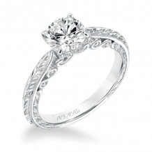 Artcarved Bridal Mounted with CZ Center Vintage Filigree Diamond Engagement Ring Anwen 14K White Gold - 31-V690ERW-E.00