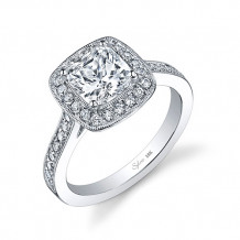 0.42tw Semi-Mount Engagement Ring With 6.5X6.5 Cushion Head