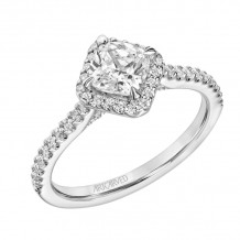 Artcarved Bridal Mounted with CZ Center Classic Halo Engagement Ring Caroline 14K White Gold - 31-V847EUW-E.00
