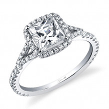 0.39tw Semi-Mount Engagement Ring With 1ct Princess Head