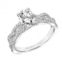 Artcarved Bridal Semi-Mounted with Side Stones Contemporary Twist Engagement Ring Angelique 18K White Gold - 31-V870EVW-E.03