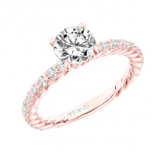 Artcarved Bridal Mounted with CZ Center Contemporary Rope Engagement Ring Wren 14K Rose Gold - 31-V755ERRR-E.00