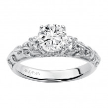 Artcarved Bridal Mounted with CZ Center Vintage 3-Stone Engagement Ring Avery 14K White Gold - 31-V287ERW-E.00