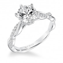 Artcarved Bridal Mounted with CZ Center Contemporary Twist Engagement Ring Marnie 14K White Gold - 31-V659GRW-E.00