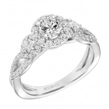 Artcarved Bridal Semi-Mounted with Side Stones Contemporary One Love Halo Engagement Ring Camryn 18K White Gold - 31-V878BRW-E.05