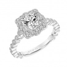 Artcarved Bridal Mounted with CZ Center Vintage Vintage Halo Engagement Ring Lilith 14K White Gold - 31-V824ERW-E.00