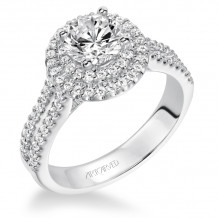 Artcarved Bridal Mounted with CZ Center Classic Halo Engagement Ring Kristen 14K White Gold - 31-V609ERW-E.00