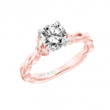 Artcarved Bridal Semi-Mounted with Side Stones Contemporary Floral Solitaire Engagement Ring Cherie 14K Rose Gold - 31-V773ERR-E.01