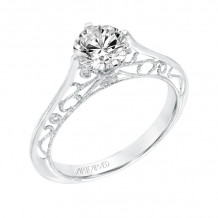 Artcarved Bridal Unmounted No Stones Vintage Filigree Solitaire Engagement Ring Laurette 14K White Gold - 31-V726ERW-E.01