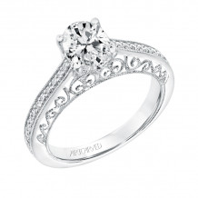 Artcarved Bridal Semi-Mounted with Side Stones Vintage Filigree Diamond Engagement Ring Ramona 14K White Gold - 31-V722EVW-E.01