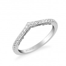 Artcarved Bridal Mounted with Side Stones Classic Lyric Diamond Wedding Band Carly 18K White Gold - 31-V1002W-L.01