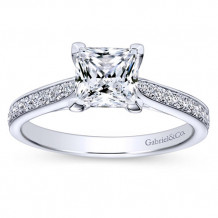 Gabriel & Co 14k White Gold Princess Cut Straight Engagement Ring