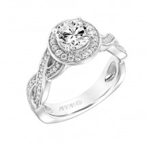 Artcarved Bridal Semi-Mounted with Side Stones Contemporary Twist Halo Engagement Ring Lyra 14K White Gold - 31-V771ERW-E.01