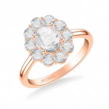 Artcarved Bridal Mounted Mined Live Center Classic Rose Goldcut Halo Engagement Ring 18K Rose Gold - 31-V987CVR-E.01