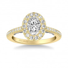 Artcarved Bridal Semi-Mounted with Side Stones Classic Lyric Halo Engagement Ring Jacinda 18K Yellow Gold Primary & White Gold - 31-V1004EVYW-E.03