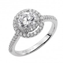 Artcarved Bridal Semi-Mounted with Side Stones Classic Halo Engagement Ring Sandy 14K White Gold - 31-V380ERW-E.01