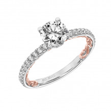 Artcarved Bridal Mounted with CZ Center Classic Lyric Diamond Engagement Ring Cora 18K White Gold Primary & Rose Gold - 31-V903ERWR-E.02