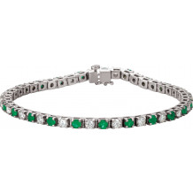 Platinum Emerald & 2 1/3 CTW Diamond Line 7  Bracelet - 6207860000P