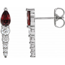 14K White Mozambique Garnet & 1/4 CTW Diamond Earrings - 870256015P